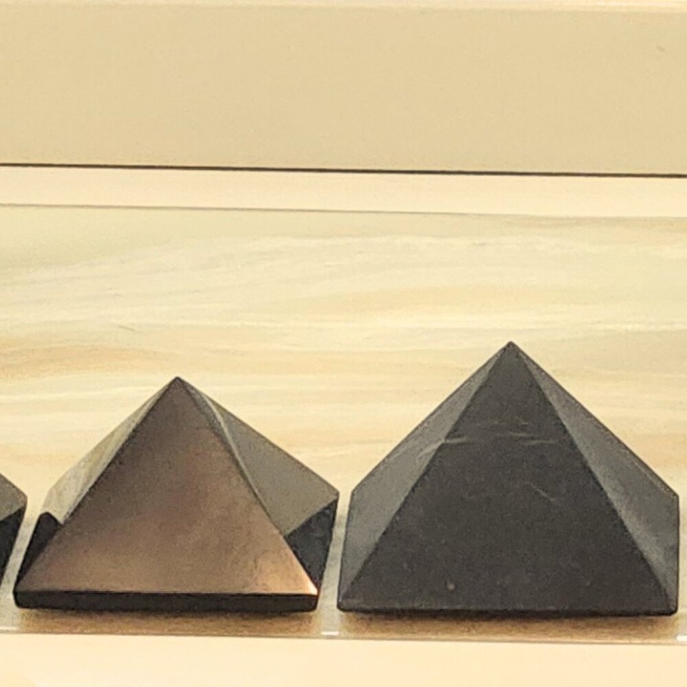 "Authentic 90mm Shungite Pyramid - EMF Protection, Healing Energy Home Decor